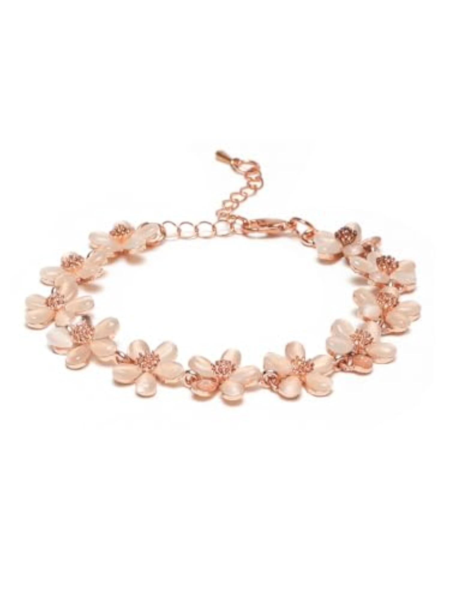 Celebrity Inspired Crystal Floral Bracelet, Stylish Accessory